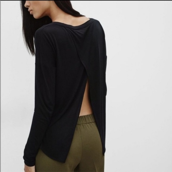 Aritzia Wilfred La Riviere Open Back Jacquard Long Sleeves Tee Pink Sz XXS - Picture 14 of 14